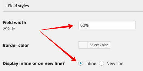 Field style settings in the Styles Builder