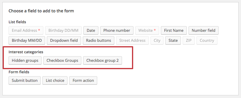 Form Fields - Mailchimp for WordPress