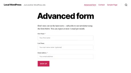 Example Mailchimp sign-up form